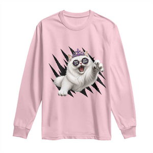 Funny Princess Cat With Featuring Scratch Effect Printed Long Sleeve Shirt This Is An Outrage TS12 Light Pink Print Your Wear