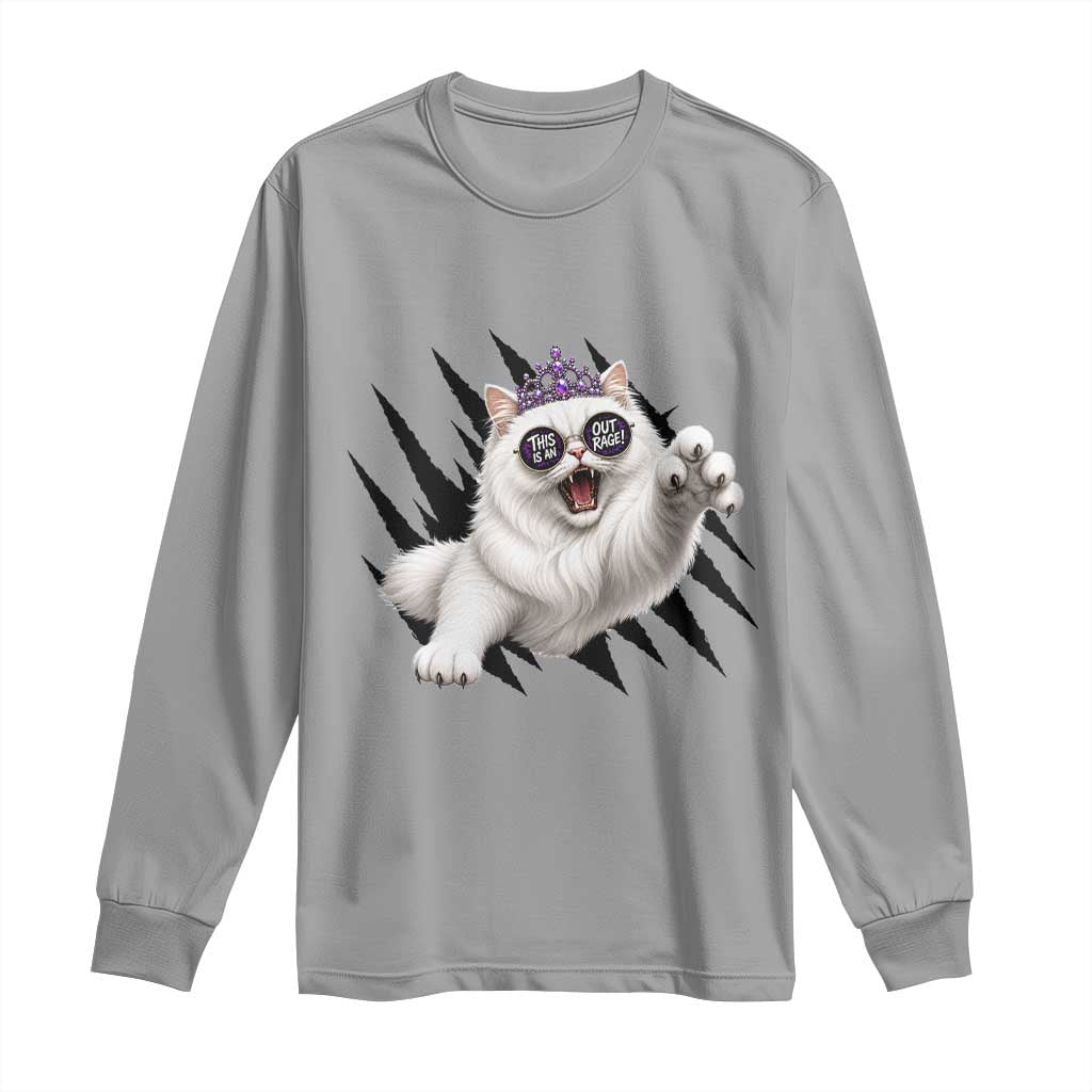 Funny Princess Cat With Featuring Scratch Effect Printed Long Sleeve Shirt This Is An Outrage TS12 Sport Gray Print Your Wear