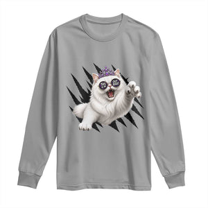 Funny Princess Cat With Featuring Scratch Effect Printed Long Sleeve Shirt This Is An Outrage TS12 Sport Gray Print Your Wear