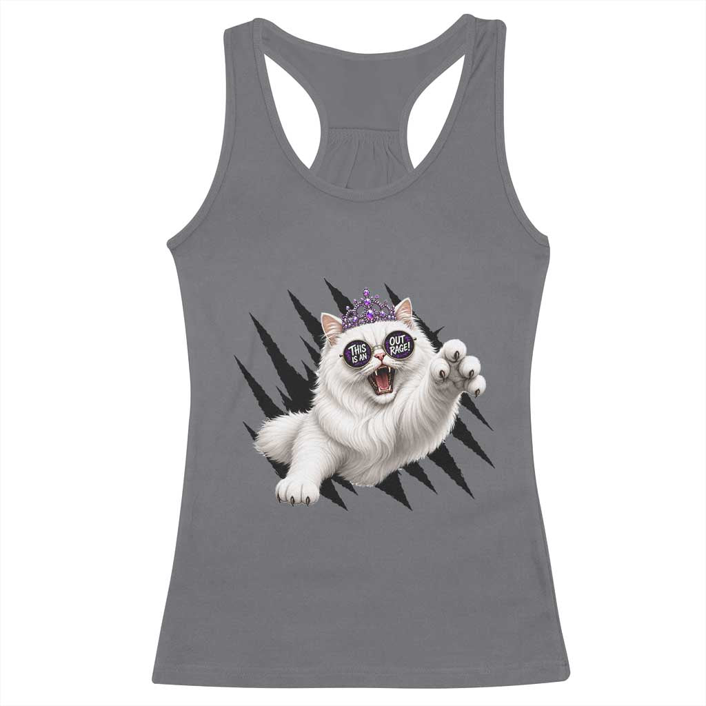 Funny Princess Cat With Featuring Scratch Effect Printed Racerback Tank Top This Is An Outrage TS12 Charcoal Print Your Wear