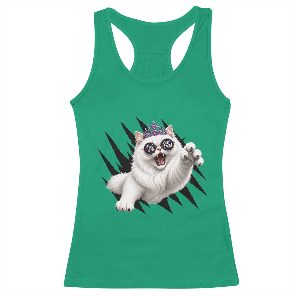 Funny Princess Cat With Featuring Scratch Effect Printed Racerback Tank Top This Is An Outrage TS12 Irish Green Print Your Wear