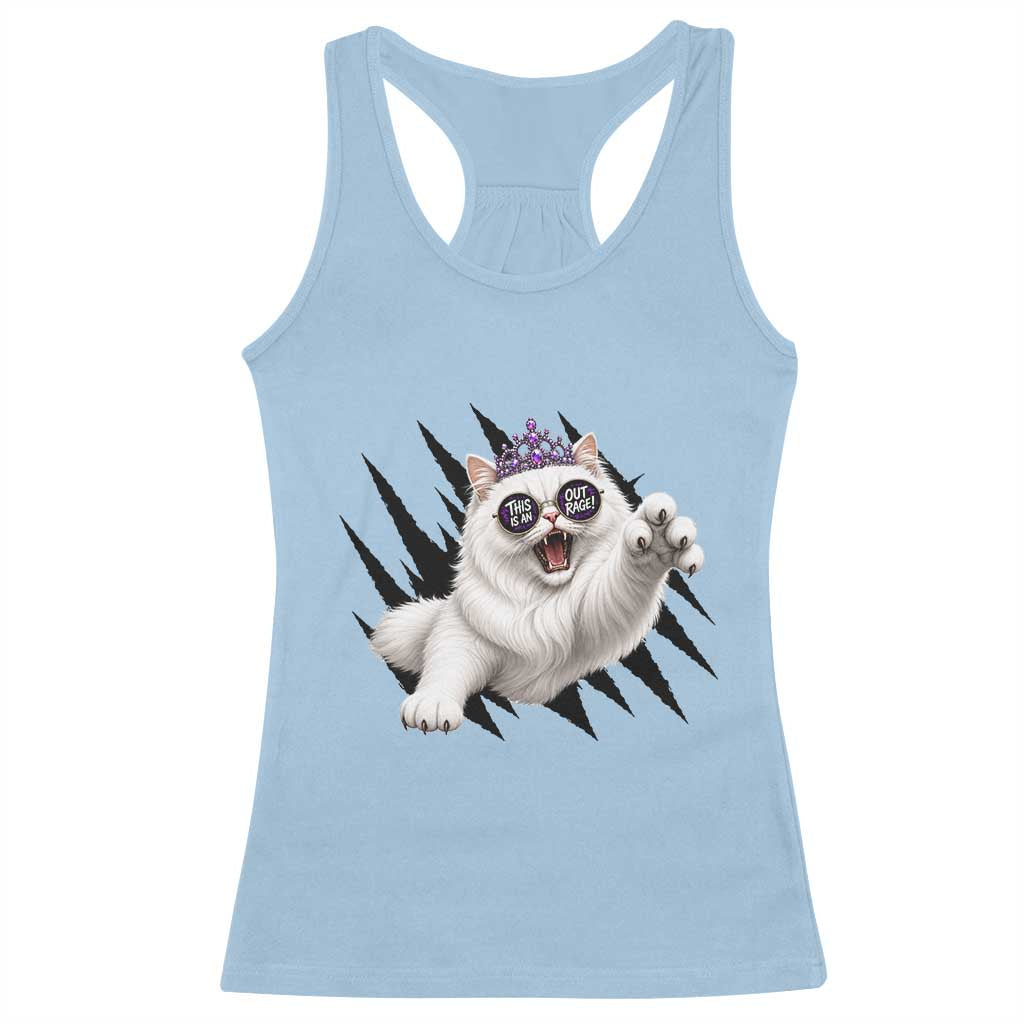 Funny Princess Cat With Featuring Scratch Effect Printed Racerback Tank Top This Is An Outrage TS12 Light Blue Print Your Wear