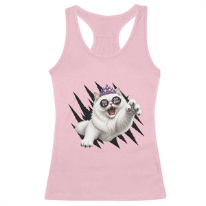 Funny Princess Cat With Featuring Scratch Effect Printed Racerback Tank Top This Is An Outrage TS12 Light Pink Print Your Wear