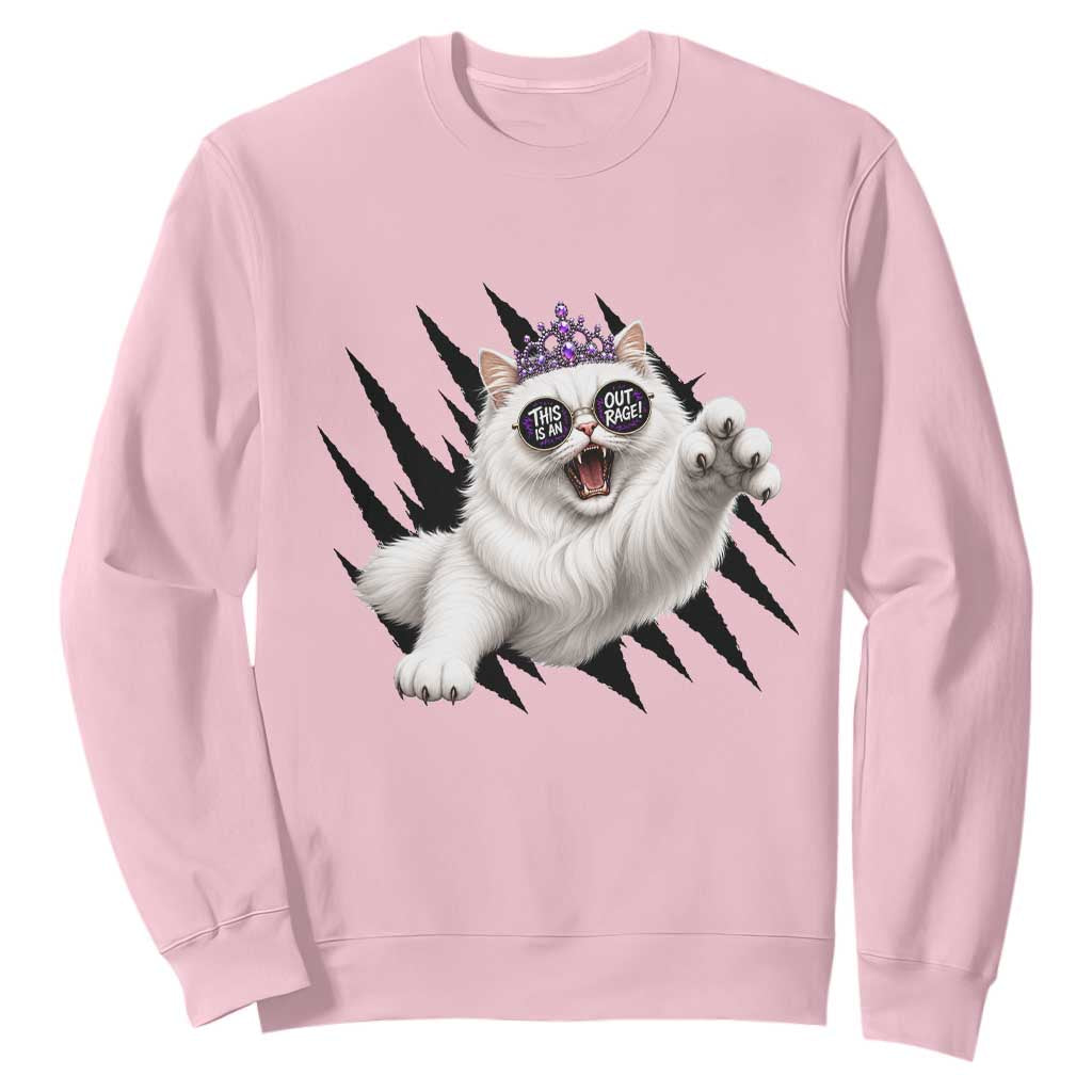 Funny Princess Cat With Featuring Scratch Effect Printed Sweatshirt This Is An Outrage TS12 Light Pink Print Your Wear