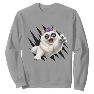 Funny Princess Cat With Featuring Scratch Effect Printed Sweatshirt This Is An Outrage TS12 Sport Gray Print Your Wear