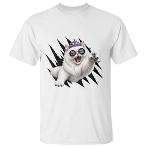 Funny Princess Cat With Featuring Scratch Effect Printed T Shirt This Is An Outrage TS12 White Print Your Wear