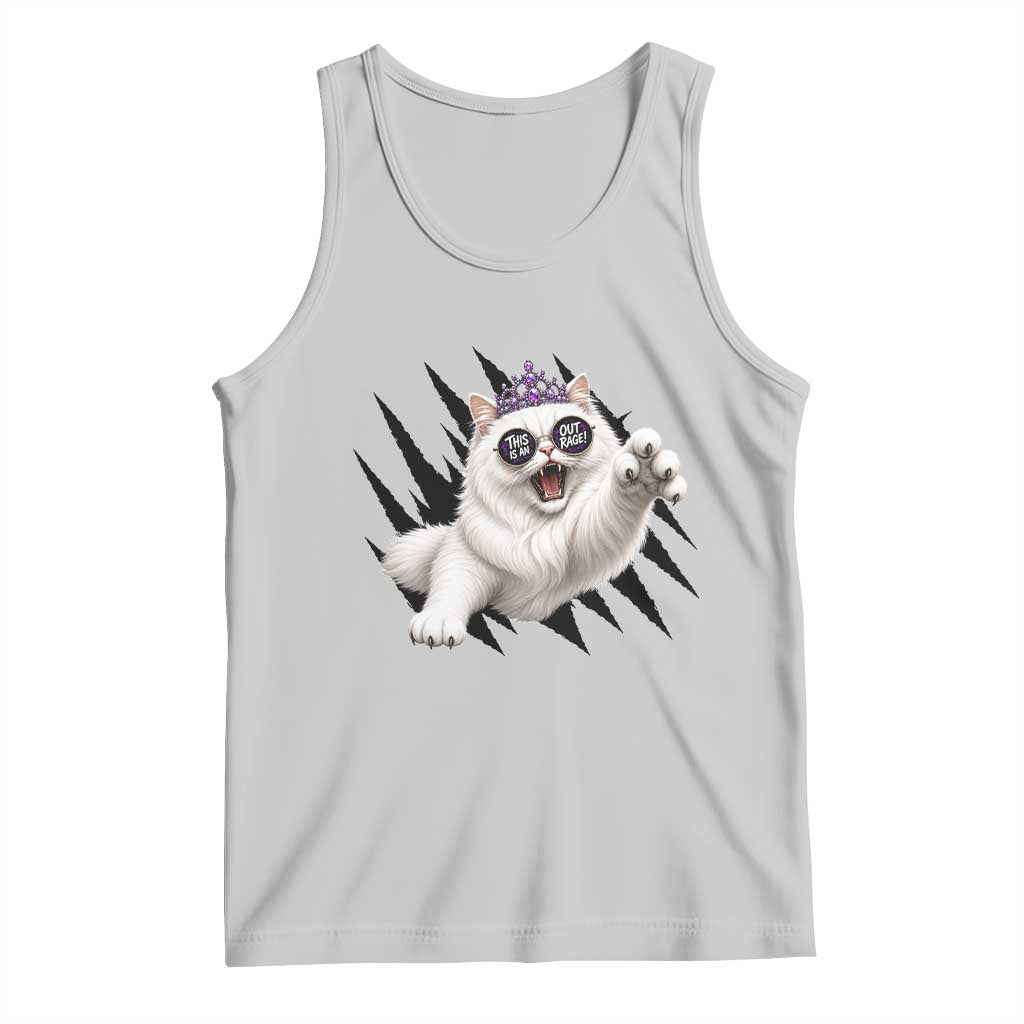 Funny Princess Cat With Featuring Scratch Effect Printed Tank Top This Is An Outrage TS12 Ash Print Your Wear