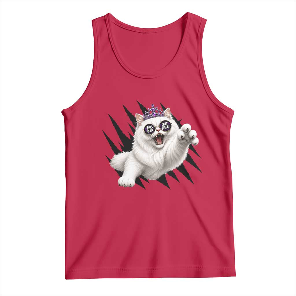 Funny Princess Cat With Featuring Scratch Effect Printed Tank Top This Is An Outrage TS12 Red Print Your Wear