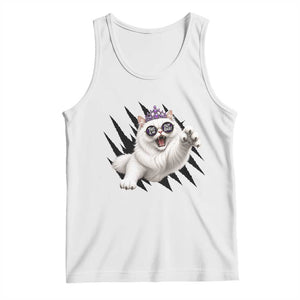 Funny Princess Cat With Featuring Scratch Effect Printed Tank Top This Is An Outrage TS12 White Print Your Wear