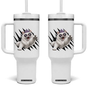 Funny Princess Cat With Featuring Scratch Effect Printed Tumbler With Handle This Is An Outrage TS12 One Size: 40 oz White Print Your Wear