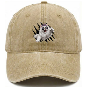 Funny Princess Cat With Featuring Scratch Effect Printed Washed Cotton Baseball Cap This Is An Outrage TS12 Print Your Wear