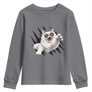 Funny Princess Cat With Featuring Scratch Effect Printed Youth Sweatshirt This Is An Outrage TS12 Charcoal Print Your Wear