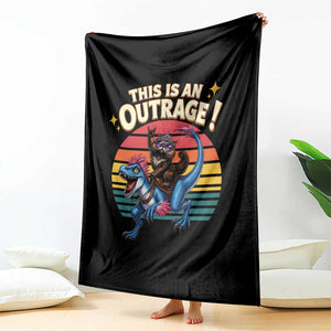This Is An Outrage Cat Riding Dinosaur Throw Blanket Sci-Fi Book Lover Gift TS12 Print Your Wear