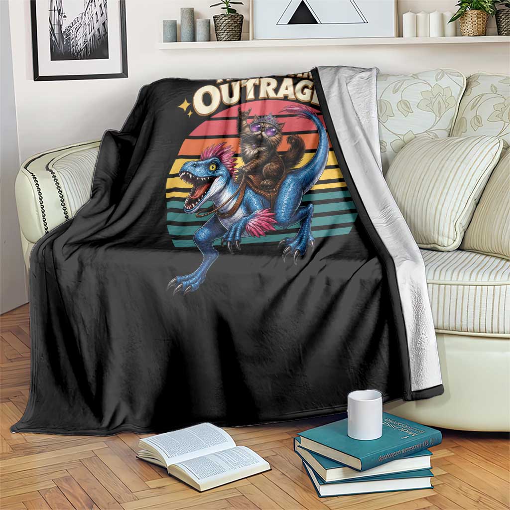 This Is An Outrage Cat Riding Dinosaur Throw Blanket Sci-Fi Book Lover Gift TS12 Print Your Wear