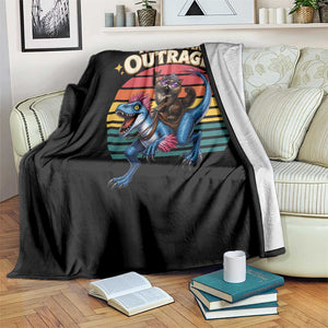 This Is An Outrage Cat Riding Dinosaur Throw Blanket Sci-Fi Book Lover Gift TS12 Print Your Wear