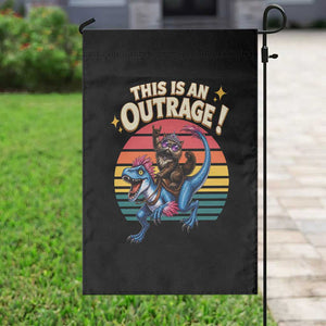 This Is An Outrage Cat Riding Dinosaur Garden Flag Sci-Fi Book Lover Gift TS12 Print Your Wear
