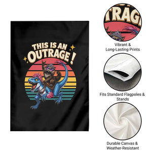 This Is An Outrage Cat Riding Dinosaur Garden Flag Sci-Fi Book Lover Gift TS12 Print Your Wear