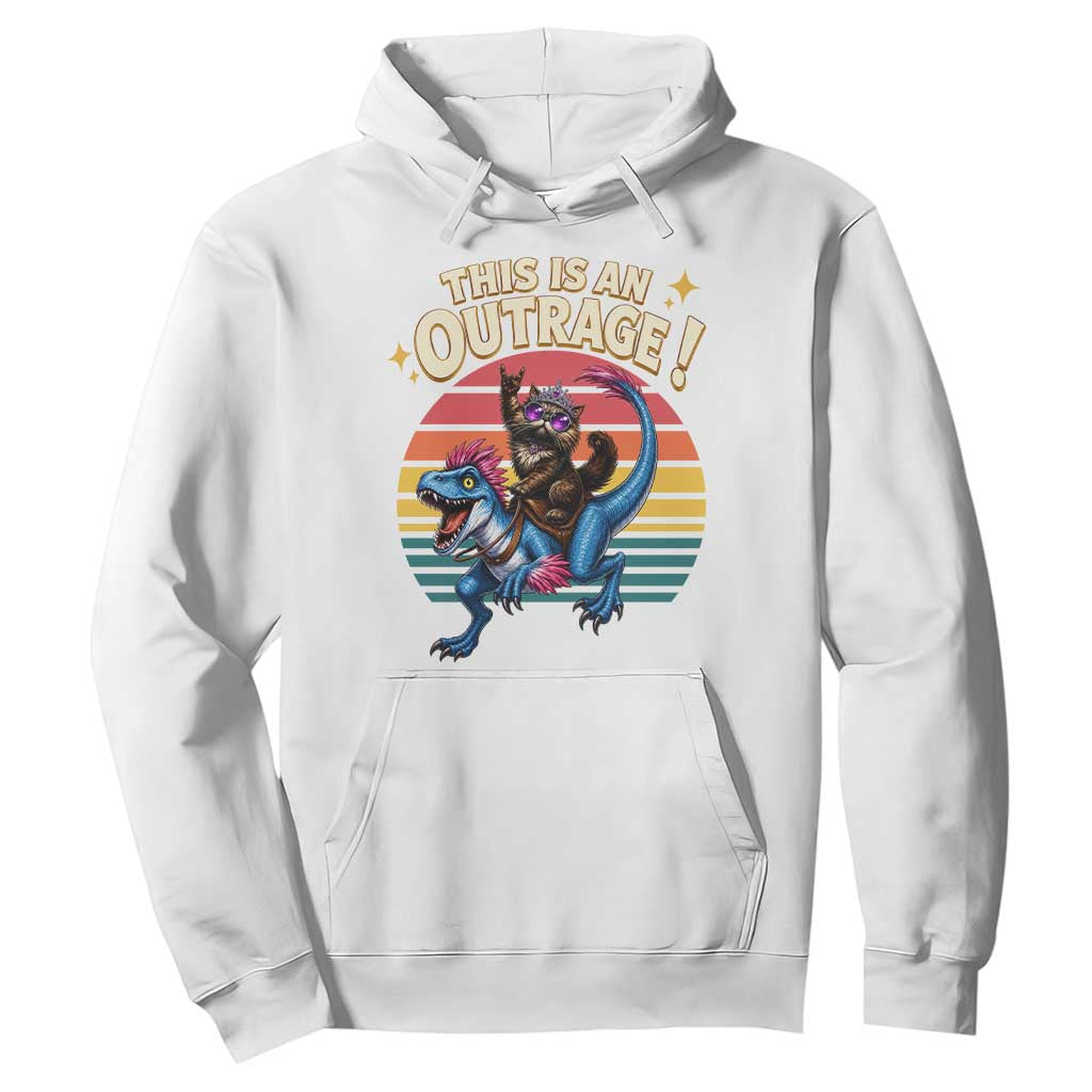 This Is An Outrage Cat Riding Dinosaur Hoodie Sci-Fi Book Lover Gift TS12 White Print Your Wear