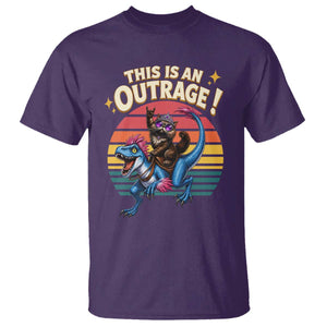 This Is An Outrage Cat Riding Dinosaur T Shirt Sci-Fi Book Lover Gift TS12 Purple Print Your Wear