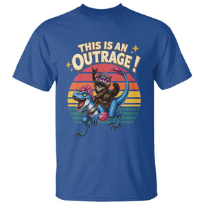 This Is An Outrage Cat Riding Dinosaur T Shirt Sci-Fi Book Lover Gift TS12 Royal Blue Print Your Wear