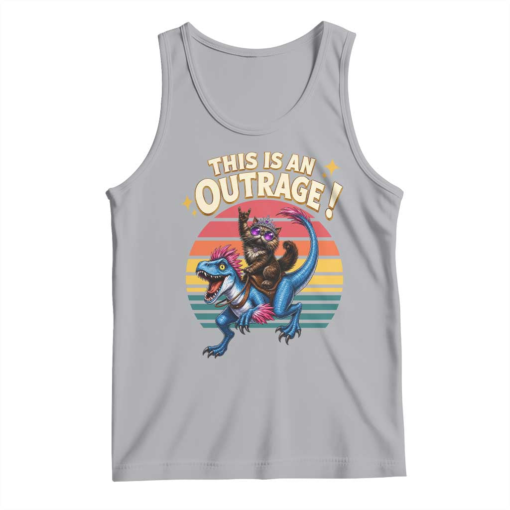 This Is An Outrage Cat Riding Dinosaur Tank Top Sci-Fi Book Lover Gift TS12 Athletic Heather Print Your Wear