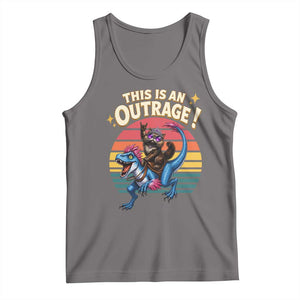 This Is An Outrage Cat Riding Dinosaur Tank Top Sci-Fi Book Lover Gift TS12 Deep Heather Print Your Wear