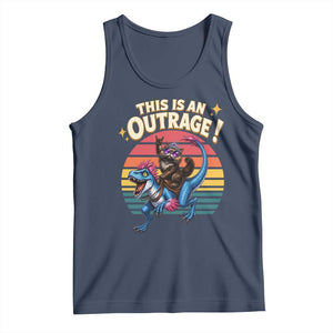 This Is An Outrage Cat Riding Dinosaur Tank Top Sci-Fi Book Lover Gift TS12 Navy Print Your Wear