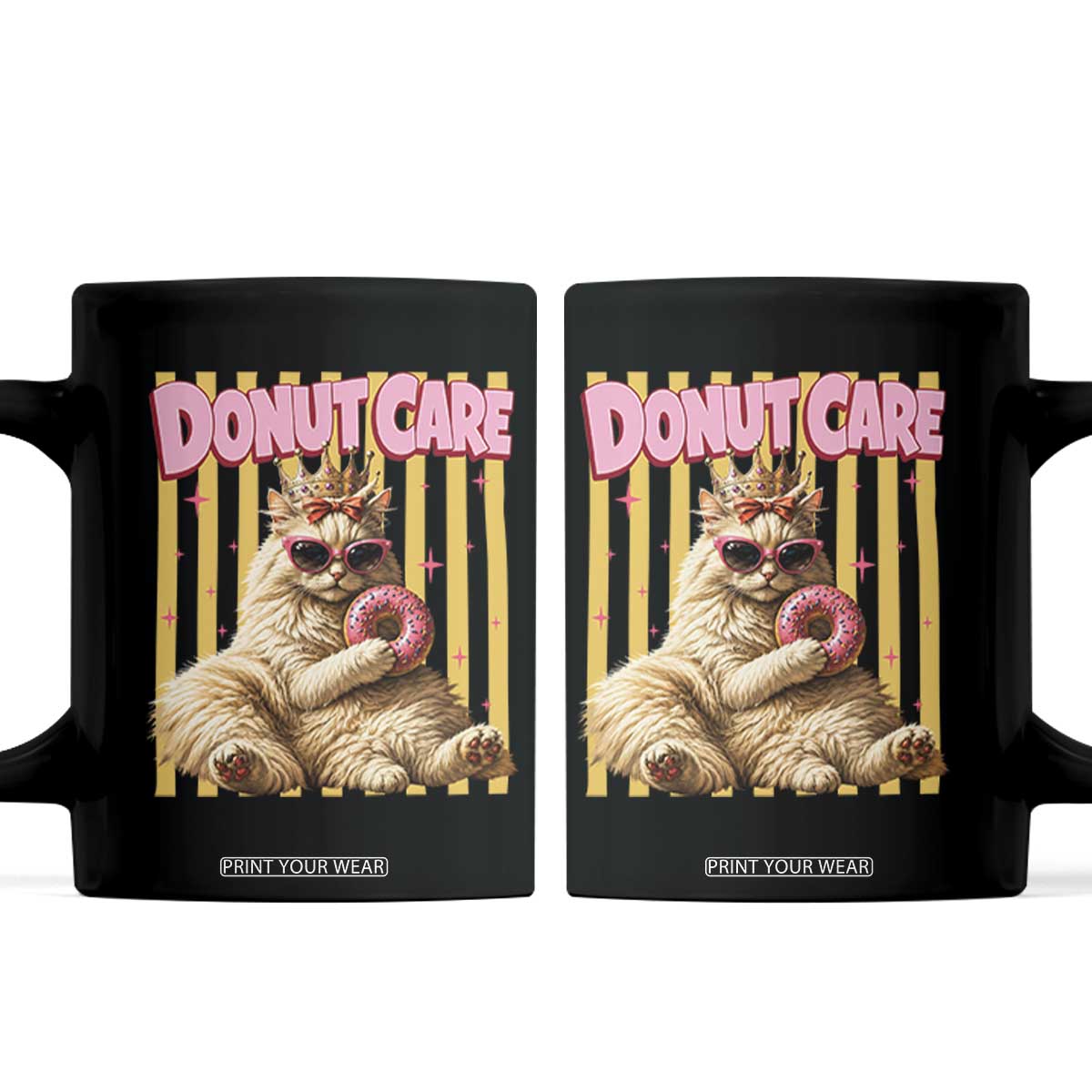 Funny Princess Cat Eating Donut Coffee Mug Sci-Fi Book Lover Gift TS12 Black Print Your Wear