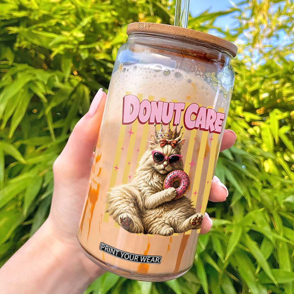 Funny Princess Cat Eating Donut Glass Can Sci-Fi Book Lover Gift TS12 Black Print Your Wear