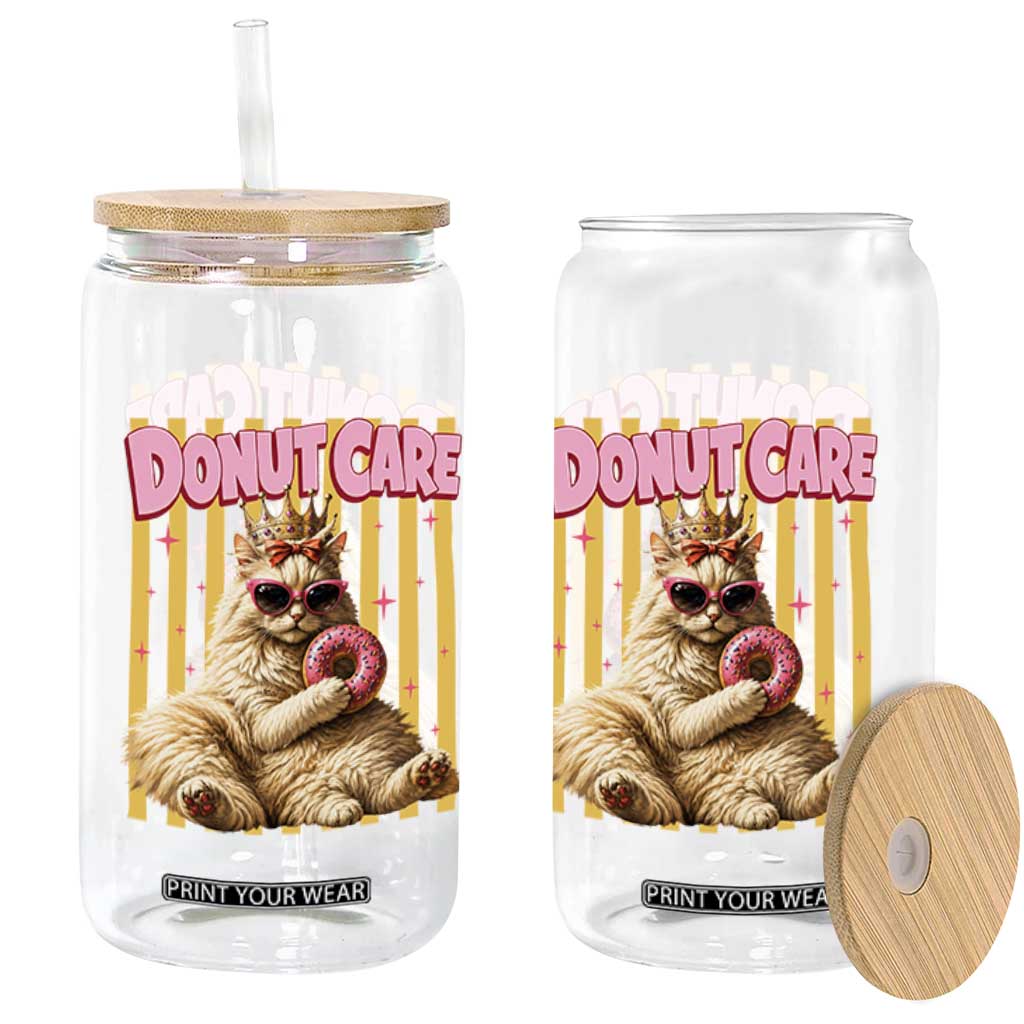 Funny Princess Cat Eating Donut Glass Can Sci-Fi Book Lover Gift TS12 Print Your Wear