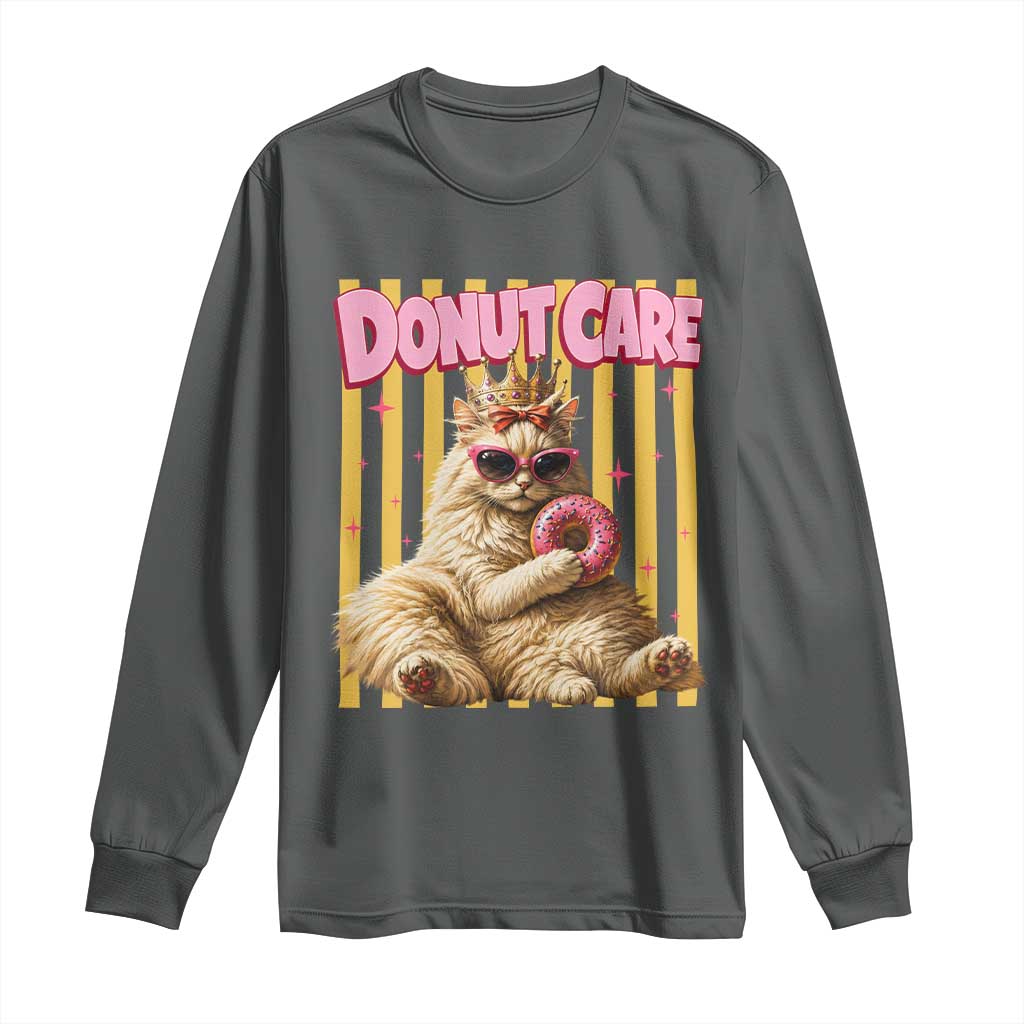 Funny Princess Cat Eating Donut Long Sleeve Shirt Sci-Fi Book Lover Gift TS12 Dark Heather Print Your Wear