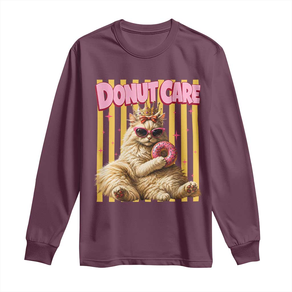 Funny Princess Cat Eating Donut Long Sleeve Shirt Sci-Fi Book Lover Gift TS12 Maroon Print Your Wear