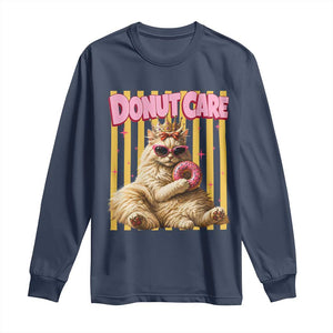 Funny Princess Cat Eating Donut Long Sleeve Shirt Sci-Fi Book Lover Gift TS12 Navy Print Your Wear