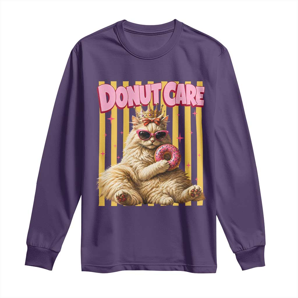 Funny Princess Cat Eating Donut Long Sleeve Shirt Sci-Fi Book Lover Gift TS12 Purple Print Your Wear
