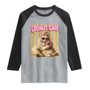 Funny Princess Cat Eating Donut Raglan Shirt Sci-Fi Book Lover Gift TS12 Heather Gray Black Print Your Wear