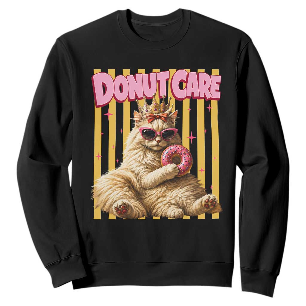 Funny Princess Cat Eating Donut Sweatshirt Sci-Fi Book Lover Gift TS12 Black Print Your Wear