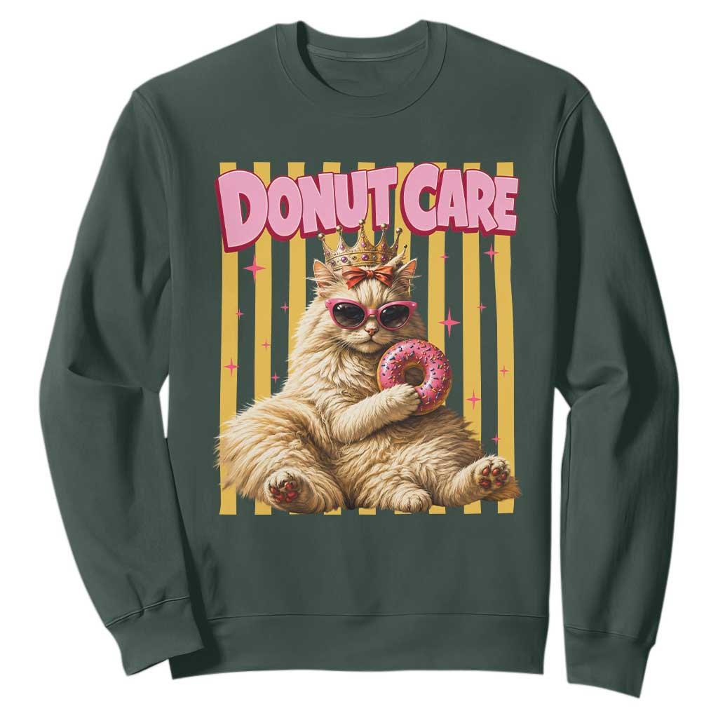 Funny Princess Cat Eating Donut Sweatshirt Sci-Fi Book Lover Gift TS12 Dark Forest Green Print Your Wear