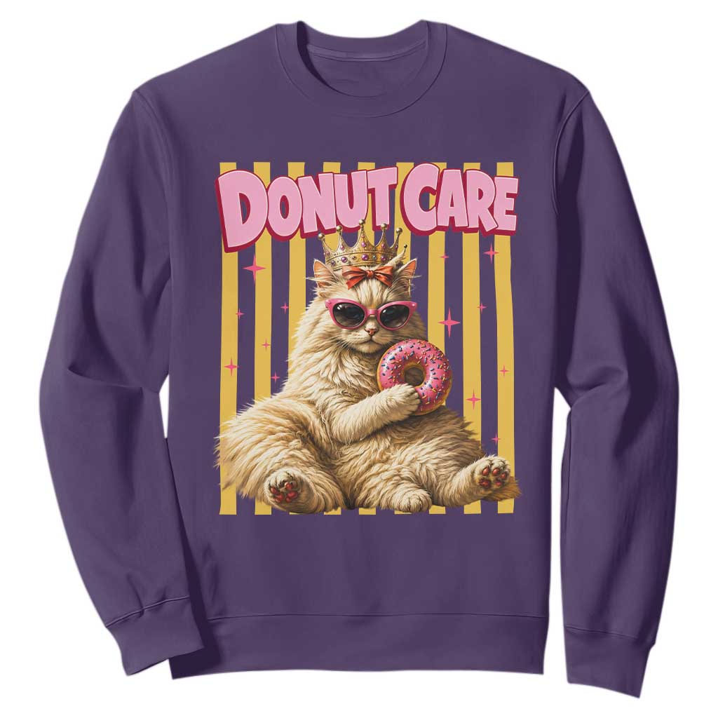 Funny Princess Cat Eating Donut Sweatshirt Sci-Fi Book Lover Gift TS12 Purple Print Your Wear