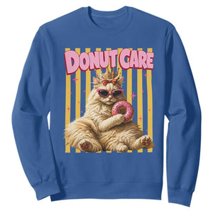 Funny Princess Cat Eating Donut Sweatshirt Sci-Fi Book Lover Gift TS12 Royal Blue Print Your Wear