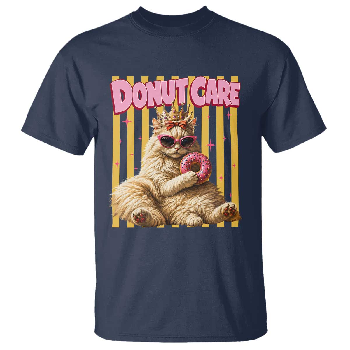 Funny Princess Cat Eating Donut T Shirt Sci-Fi Book Lover Gift TS12 Navy Print Your Wear