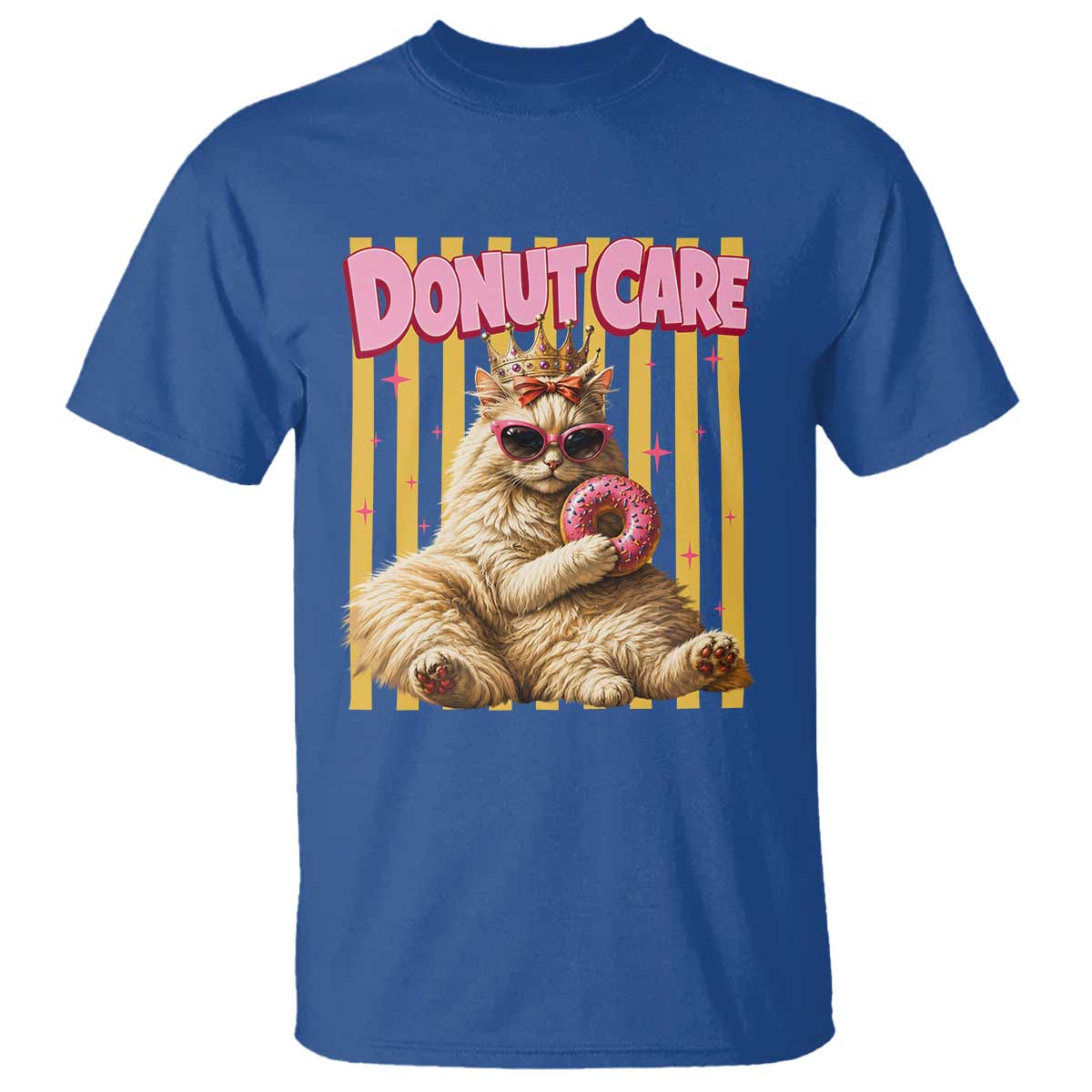 Funny Princess Cat Eating Donut T Shirt Sci-Fi Book Lover Gift TS12 Royal Blue Print Your Wear