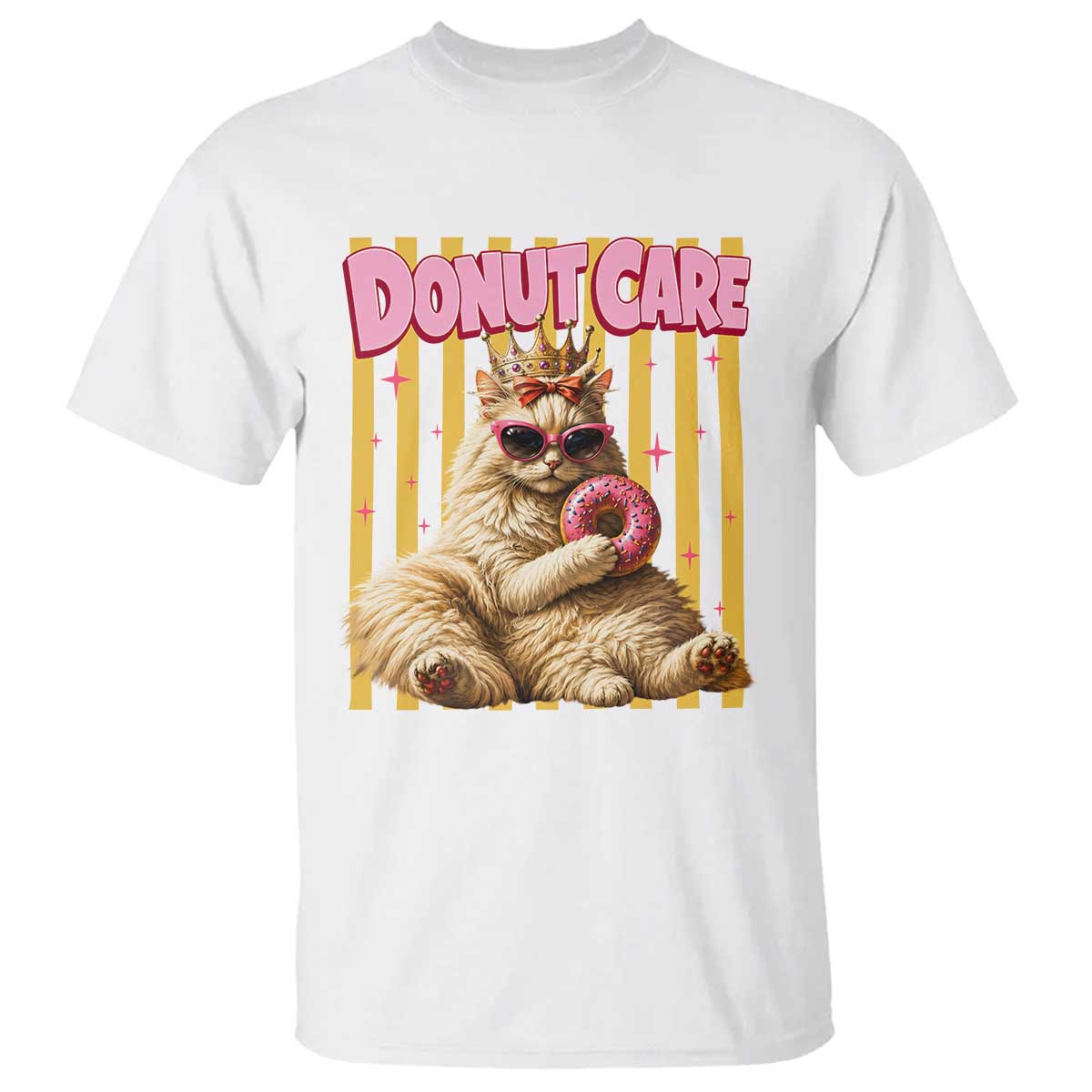 Funny Princess Cat Eating Donut T Shirt Sci-Fi Book Lover Gift TS12 White Print Your Wear