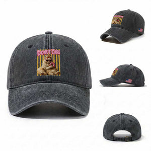 Funny Princess Cat Eating Donut Washed Cotton Baseball Cap Sci-Fi Book Lover Gift TS12 Washed Cap Universal Fit Dark Gray Print Your Wear