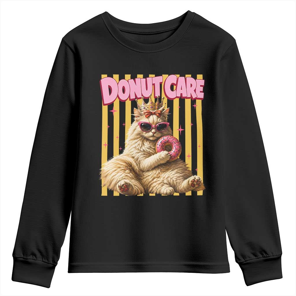 Funny Princess Cat Eating Donut Youth Sweatshirt Sci-Fi Book Lover Gift TS12 Black Print Your Wear