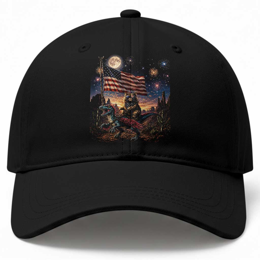 Funny Princess Cat On Dinosaur Patriotic Freedom Gift Baseball Cap TS12 Print Your Wear