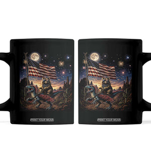 Funny Princess Cat On Dinosaur Patriotic Freedom Gift Coffee Mug TS12 Black Print Your Wear