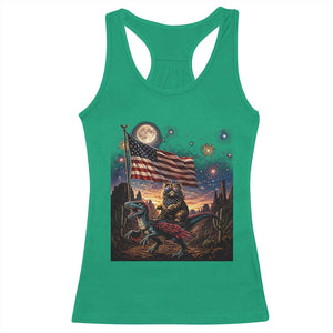Funny Princess Cat On Dinosaur Patriotic Freedom Gift Racerback Tank Top TS12 Irish Green Print Your Wear