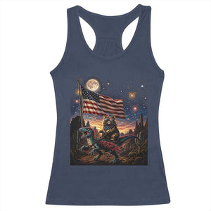 Funny Princess Cat On Dinosaur Patriotic Freedom Gift Racerback Tank Top TS12 Navy Print Your Wear