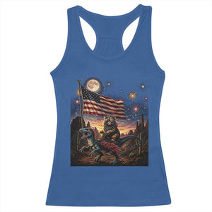 Funny Princess Cat On Dinosaur Patriotic Freedom Gift Racerback Tank Top TS12 Royal Blue Print Your Wear