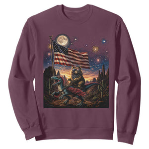 Funny Princess Cat On Dinosaur Patriotic Freedom Gift Sweatshirt TS12 Maroon Print Your Wear